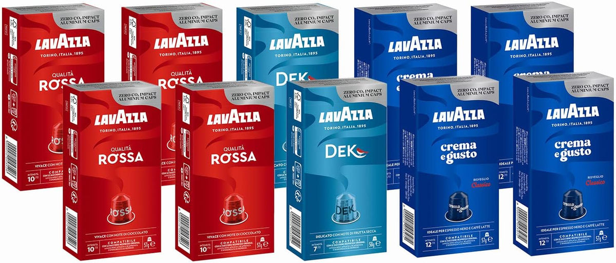100 capsule Lavazza compatibili Nespresso di cui 40 qualità rossa + 40 crema e gusto + 20 decaffeinato - ECOCALORE