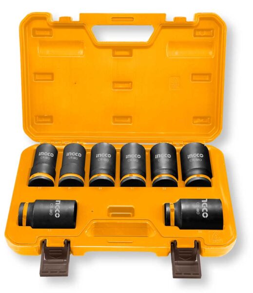 Set 8 Bussole Impatto Profondo 3/4" Cr-Mo 26-38mm L.90mm