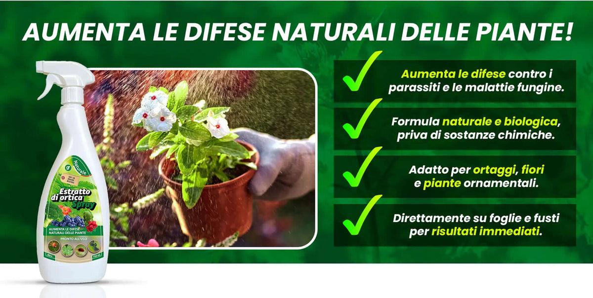 Insetticida Naturale per Piante 750 ml - A Base di Estratto Biologico di Ortica - Efficace Contro Cocciniglia, Afidi, Ragnetto Rosso e Pidocchi - Spray
