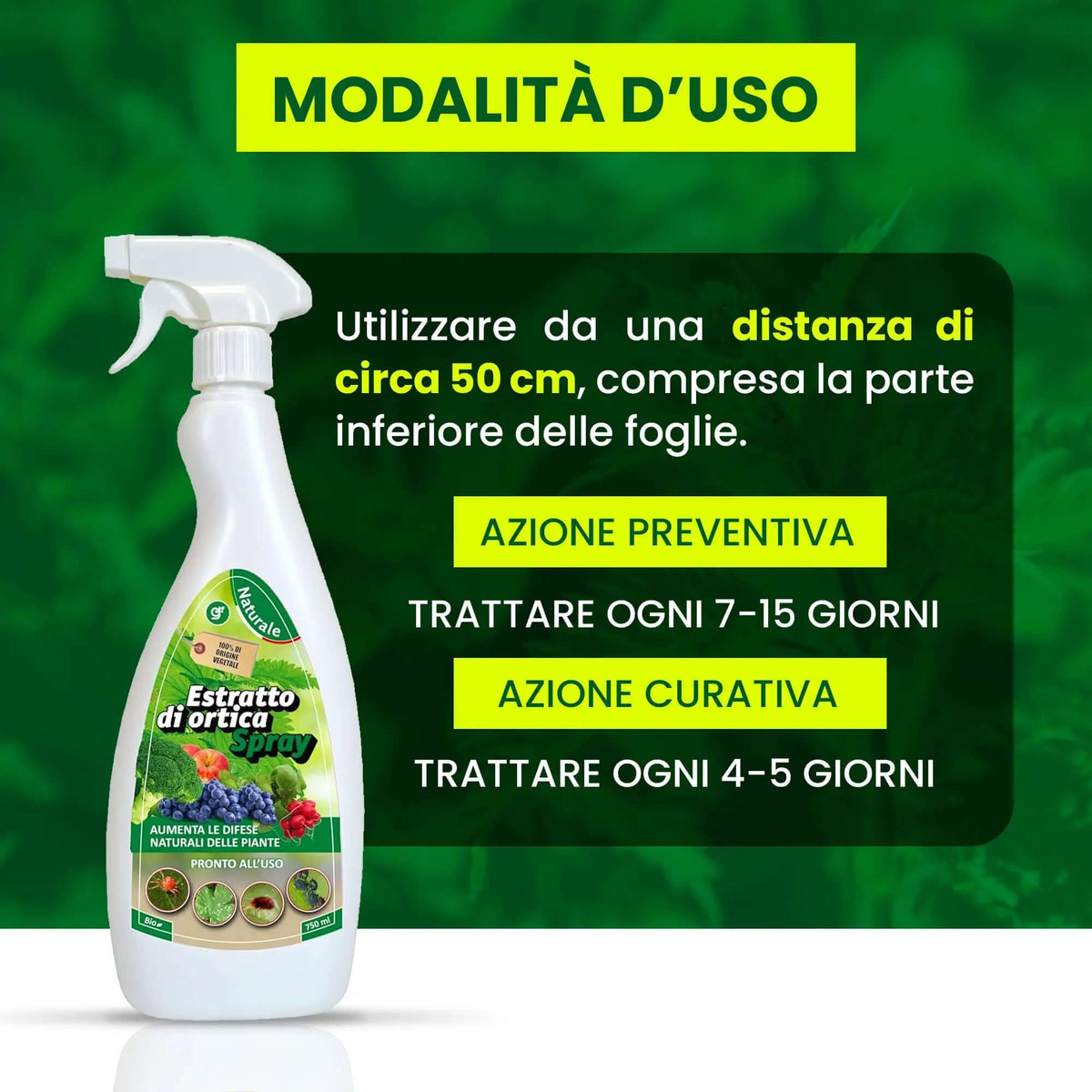Insetticida Naturale per Piante 750 ml - A Base di Estratto Biologico di Ortica - Efficace Contro Cocciniglia, Afidi, Ragnetto Rosso e Pidocchi - Spray
