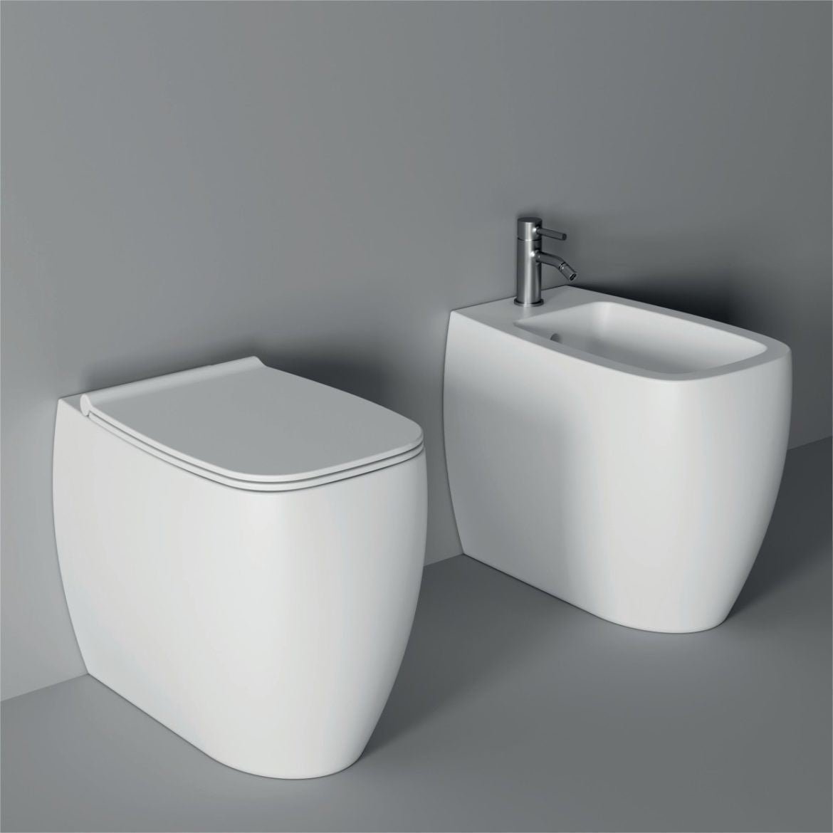 Sanitari filomuro Alice Ceramica Nur H45 senza brida con sedile soft close