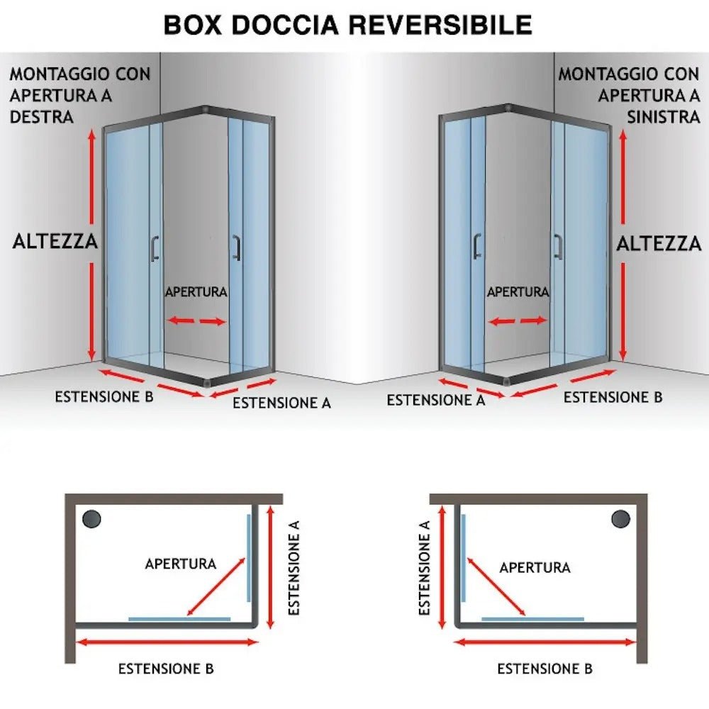 Box doccia Style 90x120xh190cm in cristallo trasparente 6 mm
