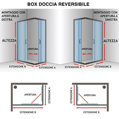 Box doccia Style 90x120xh190cm in cristallo trasparente 6 mm