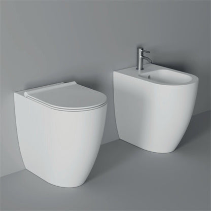 Coppia sanitari filomuro Alice Ceramica Form H50 senza brida con coprivaso soft close