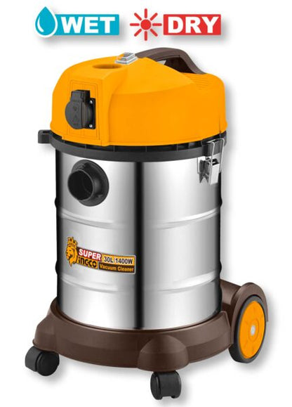 Bidone Aspiratutto Inox 30L 1400W Wet&Dry Ingco