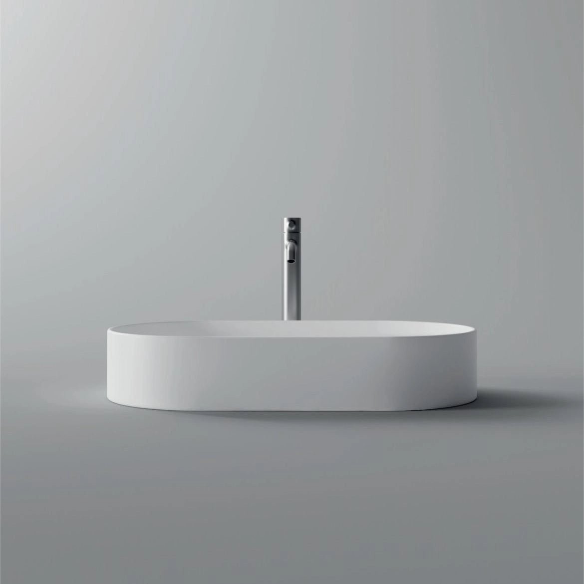 Lavabo da appoggio ovale Alice Ceramica Spy 66x35 cm bianco lucido