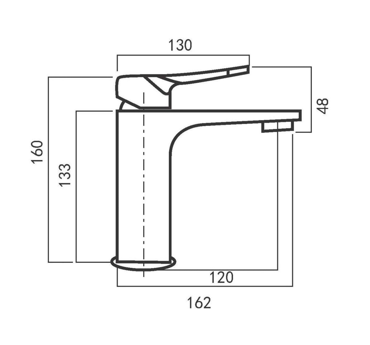Miscelatore lavabo monoforo in ottone cromato modello Kora con leva inclinata e piletta clic-clac inclusa