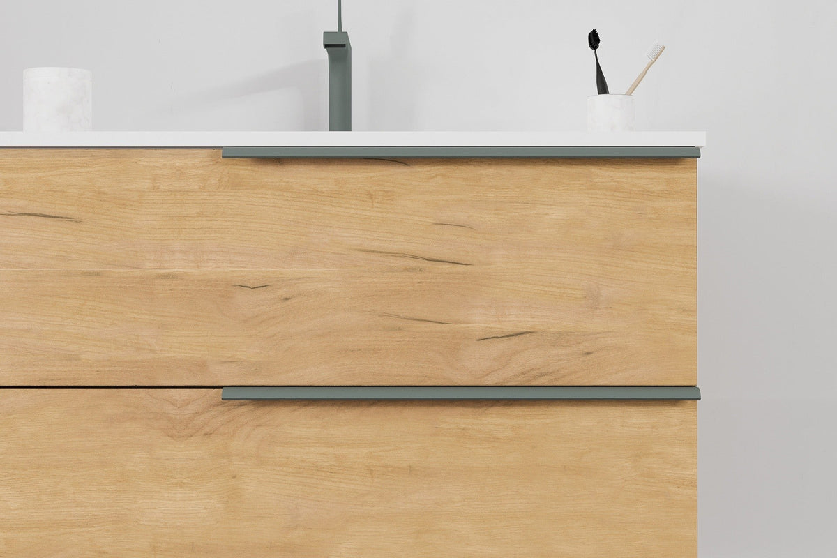Mobile bagno sospeso Symphony 80 cm con due cassetti rovere oro