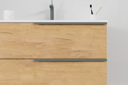 Mobile bagno sospeso Symphony 80 cm con due cassetti rovere oro