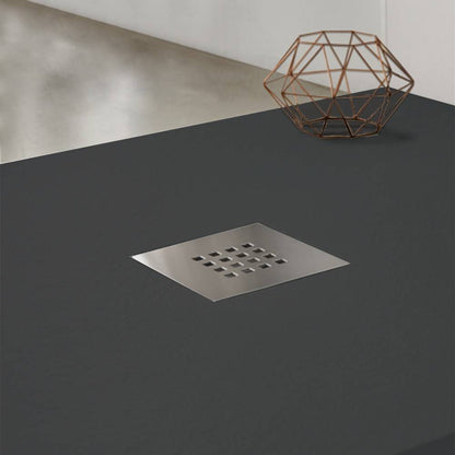 Piatto doccia effetto pietra 70x90 Antracite marmoresina pieno piletta inclusa