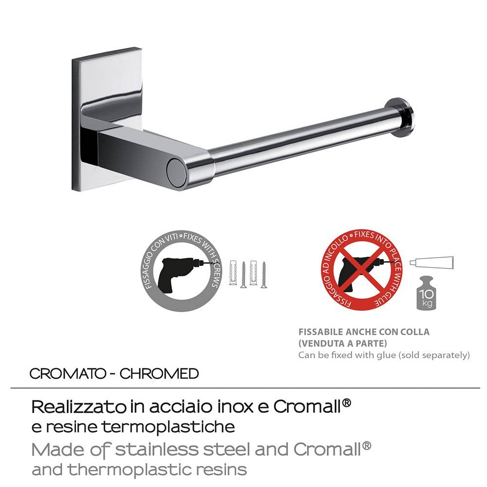 Portarotolo a muro Gedy in acciaio inox e cromall serie Maine