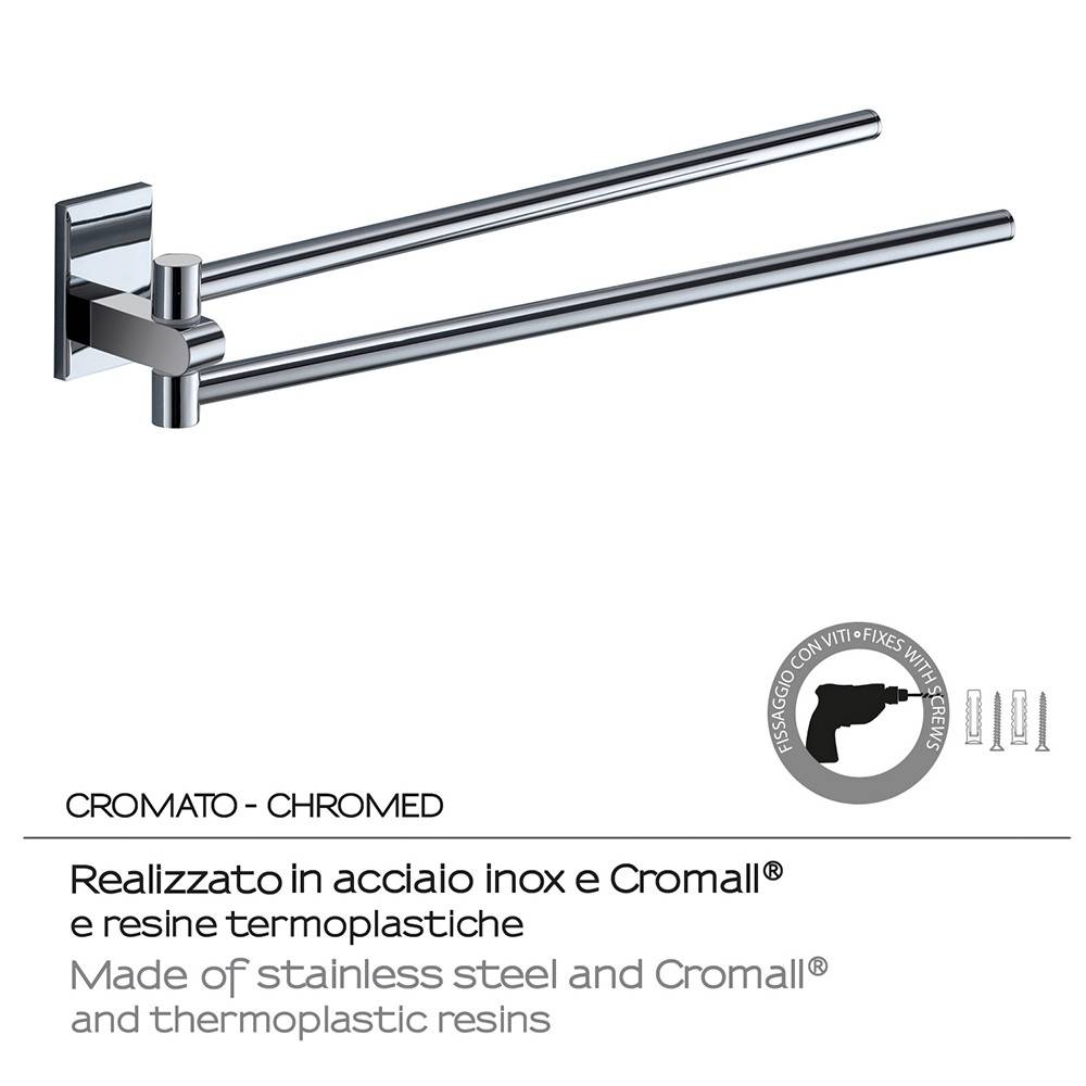 Portasalviette doppio a snodo Gedy Maine 36 cm cromato, in acciaio inox e Cromall