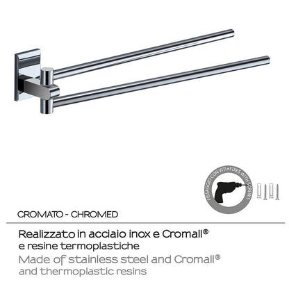 Portasalviette doppio a snodo Gedy Maine 36 cm cromato, in acciaio inox e Cromall