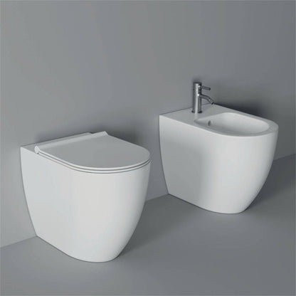 Sanitari filomuro Alice Ceramica Form 54 cm senza brida, antracite matt, con sedile soft close