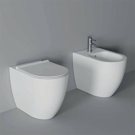 Sanitari filomuro Alice Ceramica Form 54 cm senza brida, antracite matt, con sedile soft close