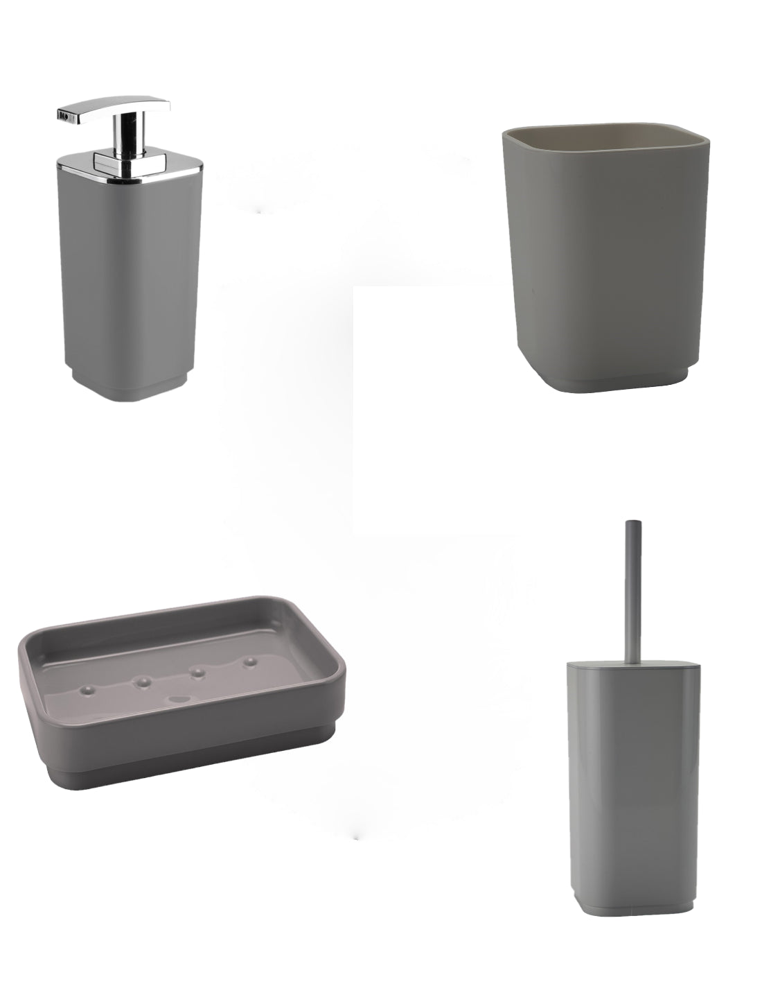 Set da 4 accessori d' appoggio GEDY linea Seventy grigio