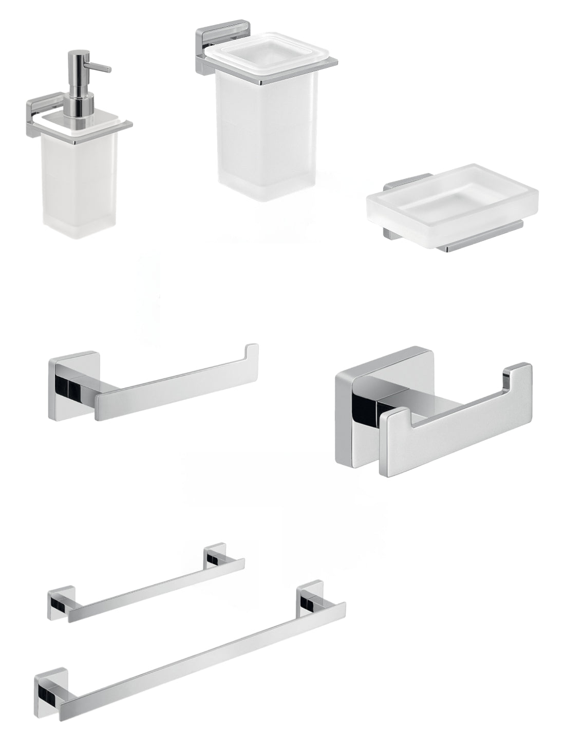 Set da 7 accessori a muro GEDY linea Atena cromato