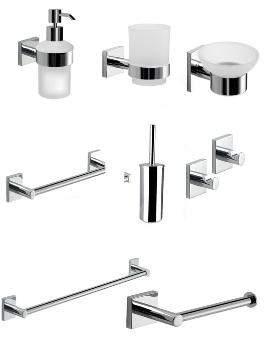 Set da 8 accessori a muro GEDY linea Fuji cromato