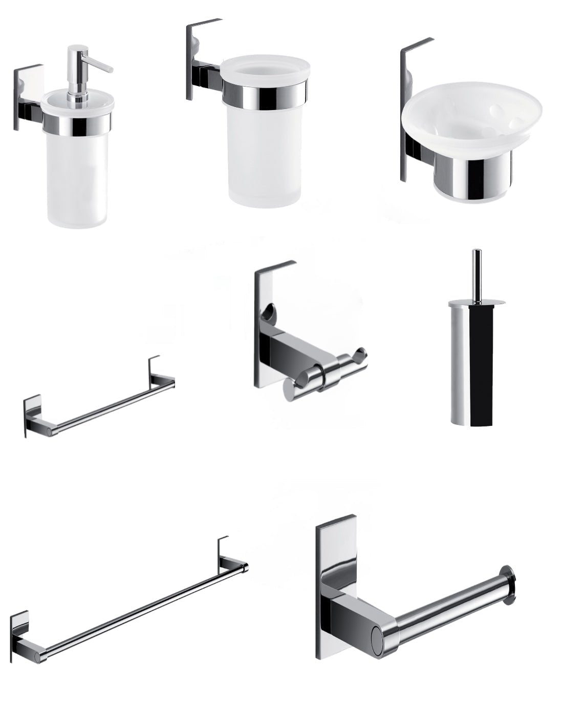 Set da 8 accessori a muro GEDY linea Maine cromato