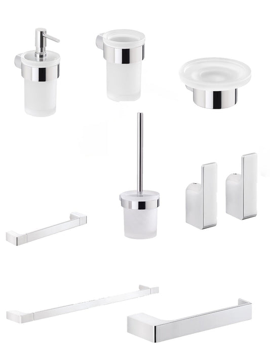 Set da 8 accessori a muro GEDY linea Pirenei cromato