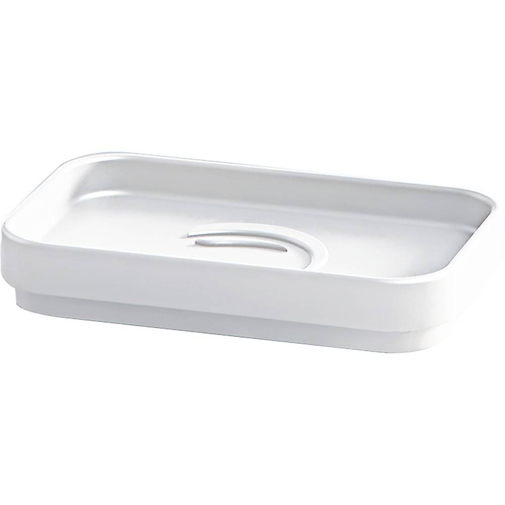 Set Dosasapone, Portaspazzolini e Portasapone d'appoggio Gedy linea Seventy bianco