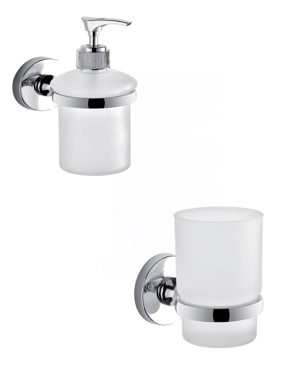 Set portaspazzolini e dosasapone da muro Gedy linea Felce cromato