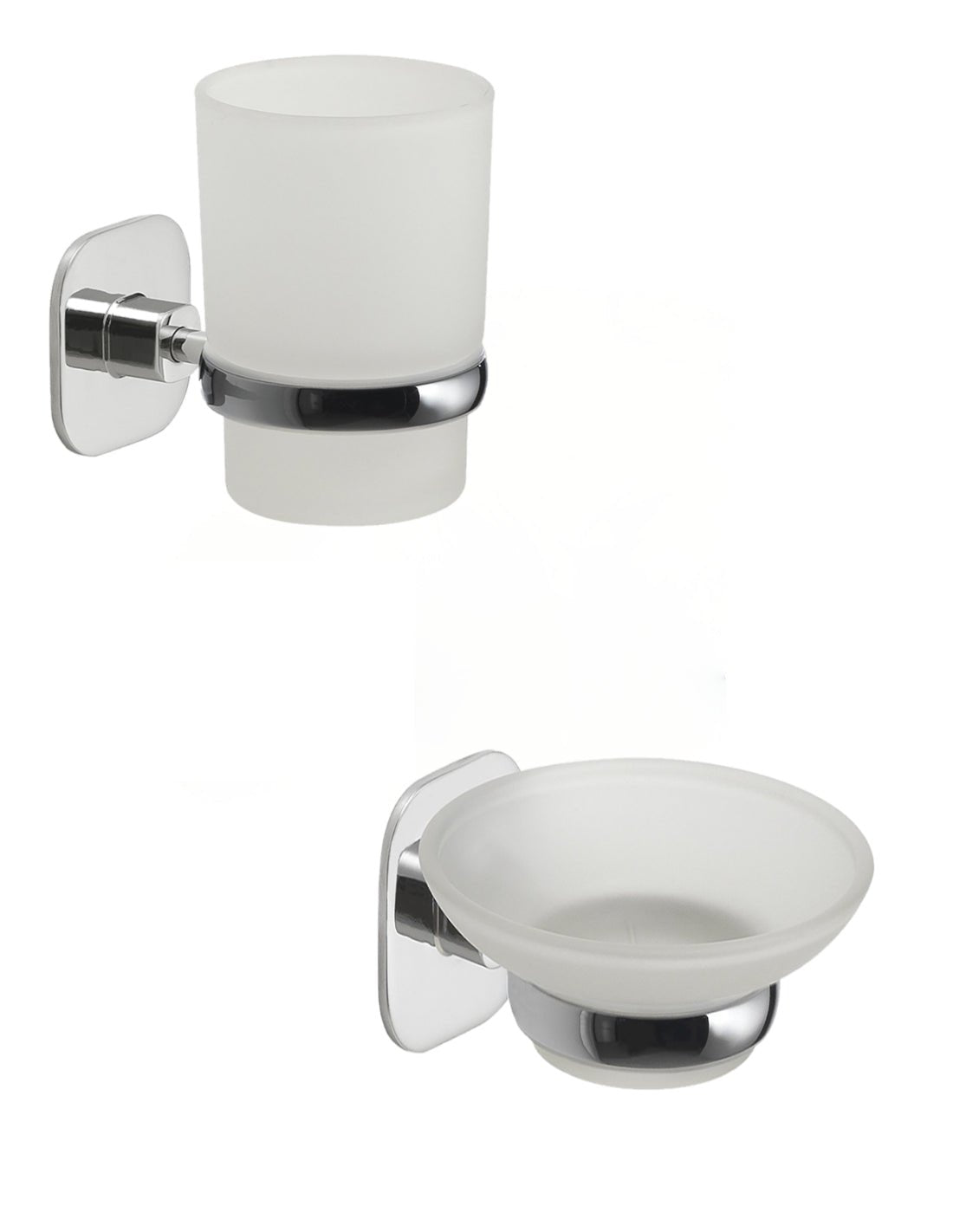 Set portaspazzolini e portasapone da muro Gedy linea Teide cromato
