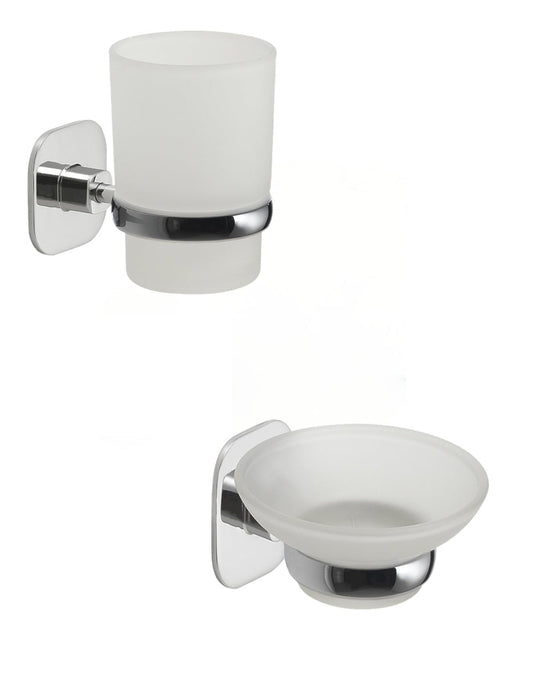 Set portaspazzolini e portasapone da muro Gedy linea Teide cromato