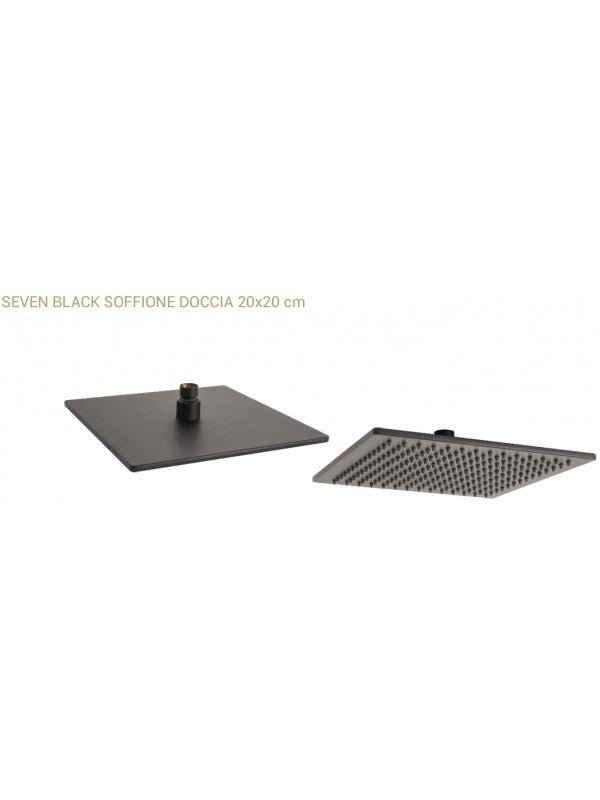 Soffione Doccia Quadrato Nero Opaco  25x25 Mod. Seven metaform