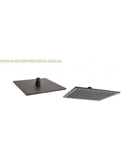 Soffione Doccia Quadrato Nero Opaco 30x30  Mod. Seven metaform