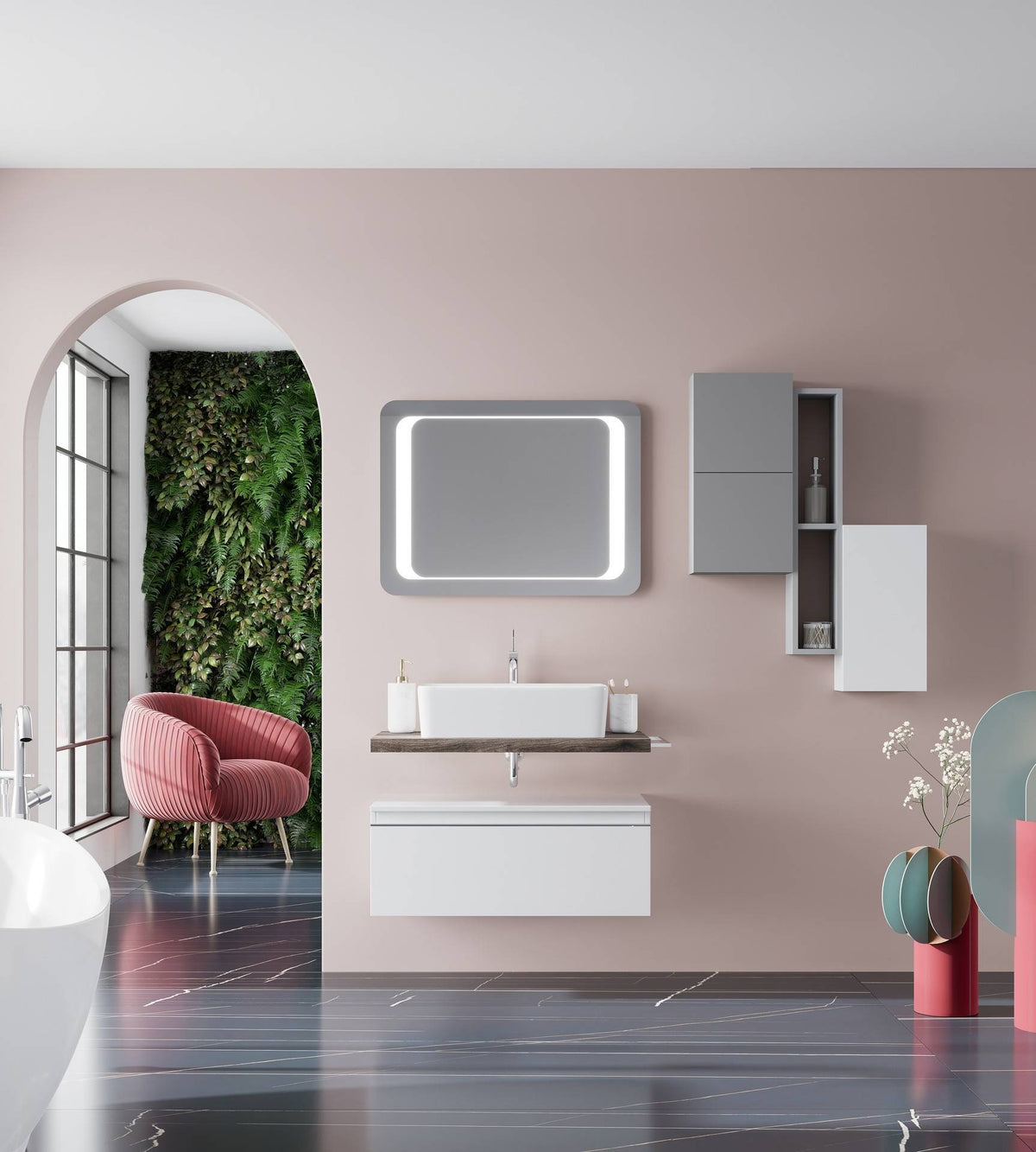 Specchiera retroilluminata LED cm. 80 x 60 reversibile