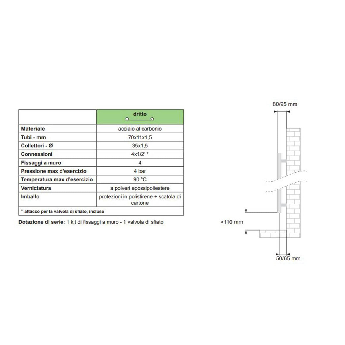 Termoarredo Lazzarini mod. Palermo 1512x500mm antracite