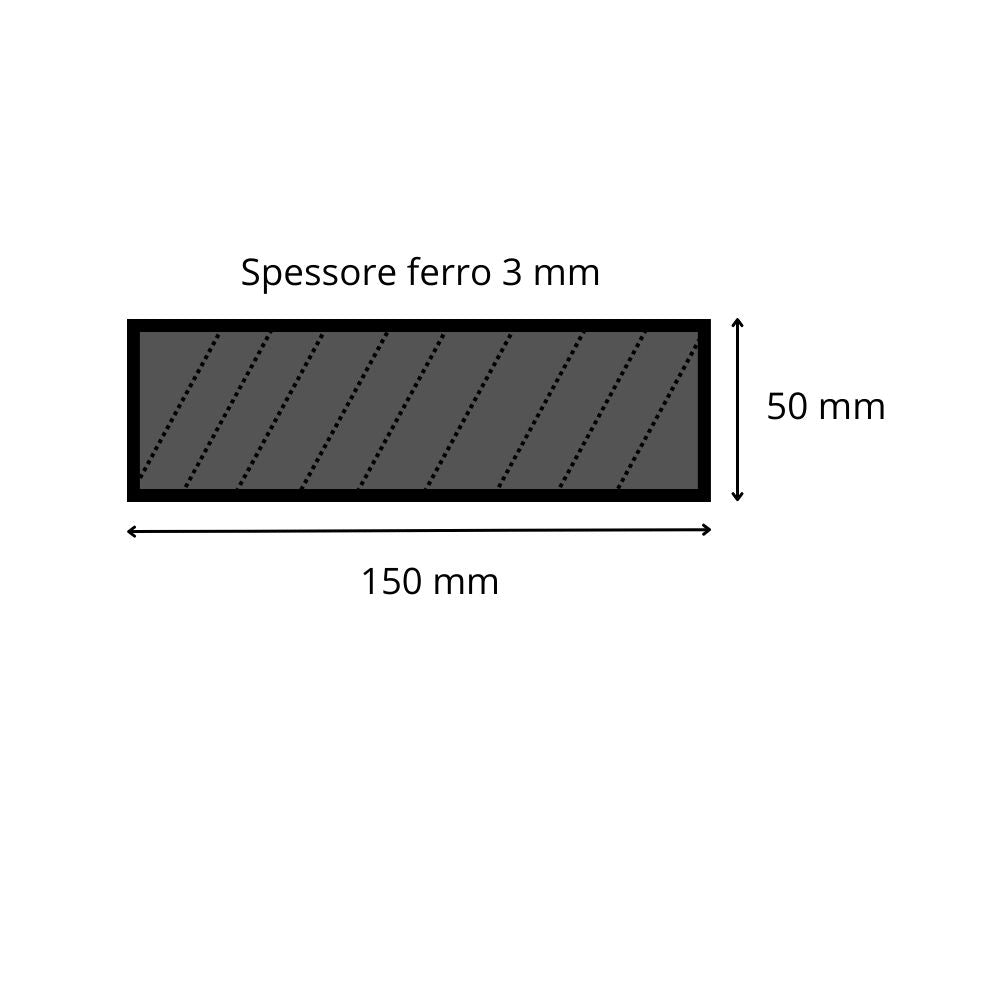 Tubolare in ferro 150x50 spessore 3 mm